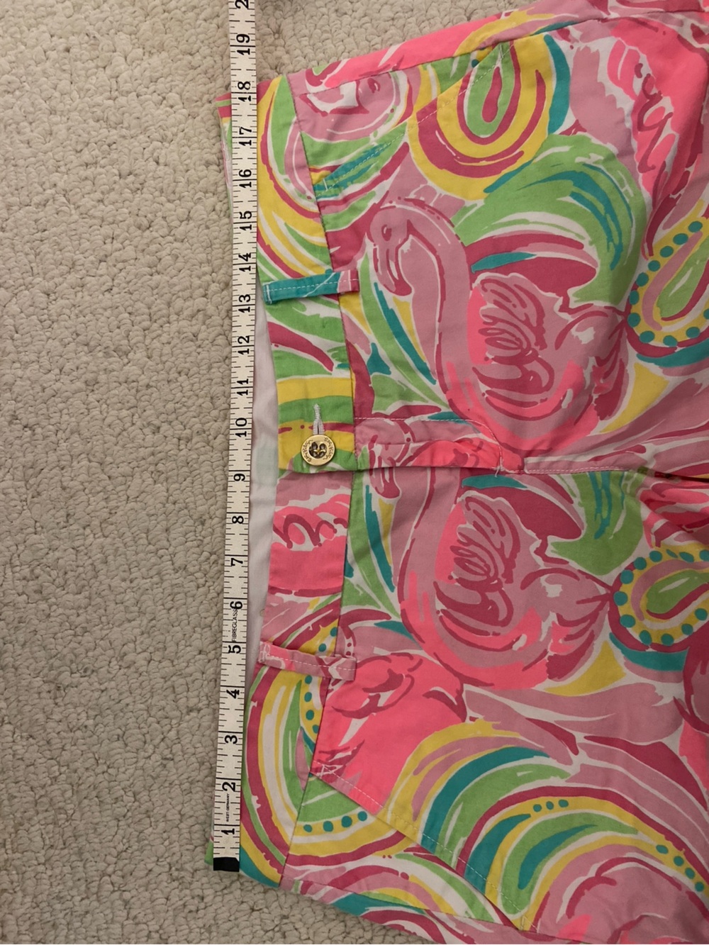 Lilly Pulitzer Callahan Shorts 5” All Nighter Flamingo Pink Green Paisley sz 12 - Picture 4 of 5